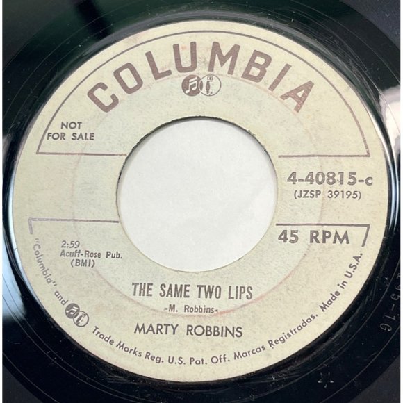 Marty Robbins Knee Deep in the Blues /Same Two Lips 45 Rockabilly Columbia Promo - Picture 2 of 4